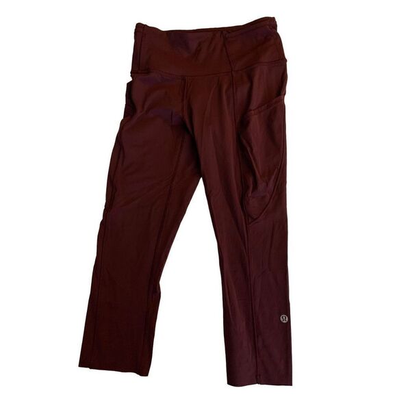 Lululemon Fast and Free Crop II 19" *Non-Reflective Cassis Burgundy Size 4 - Picture 4 of 6